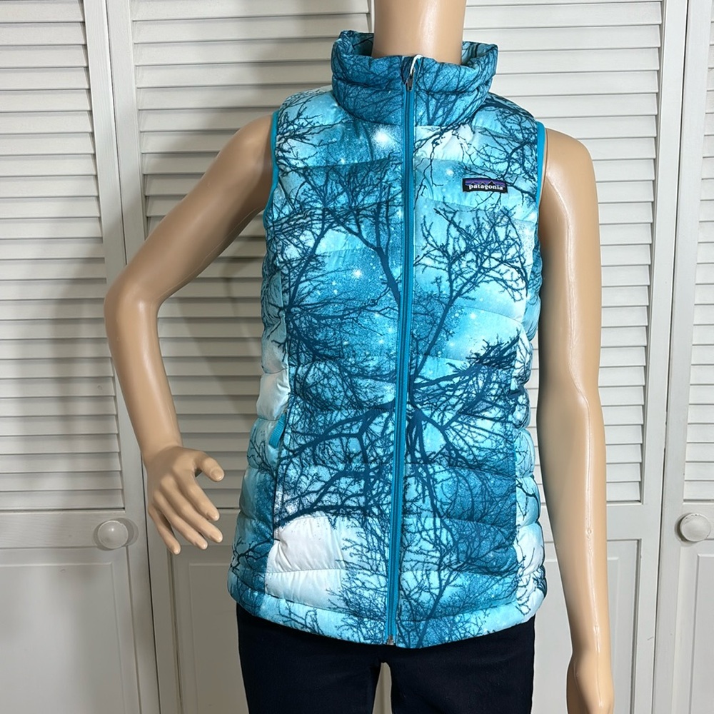 Patagonia Teal & Blue Tree-Print Puffer Vest - Kids